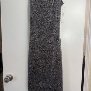 Planet Gold One Shoulder Gray Patterned Dress